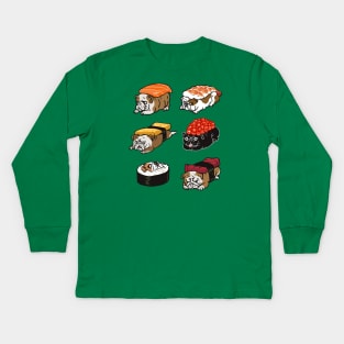 Sushi English Bulldog Kids Long Sleeve T-Shirt